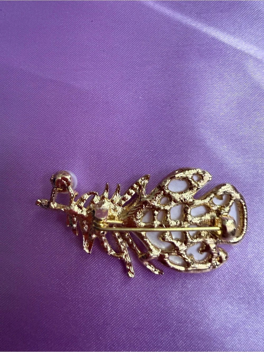Gold & Pearl Leaf Drop Earring - Pink Mother-of-Pearl